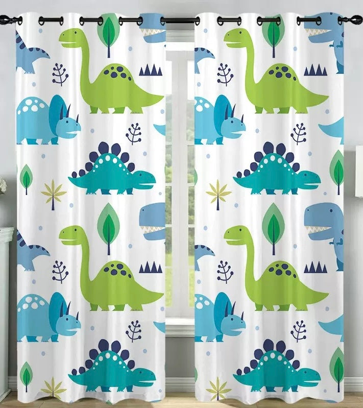 Omilion Fun Dinosaur-Themed Kids' Curtains - Set of 2 (70x100cm Each)