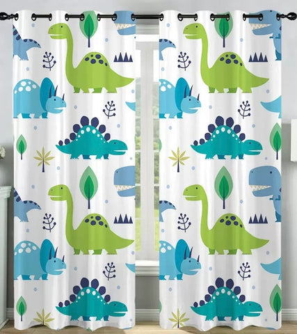 Omilion Fun Dinosaur-Themed Kids' Curtains - Set of 2 (70x100cm Each)