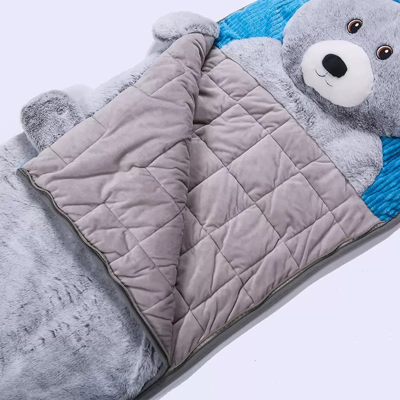 Omilion Adorable Bear-Themed Kids Sleeping Bag - Size Large (170x75cm)