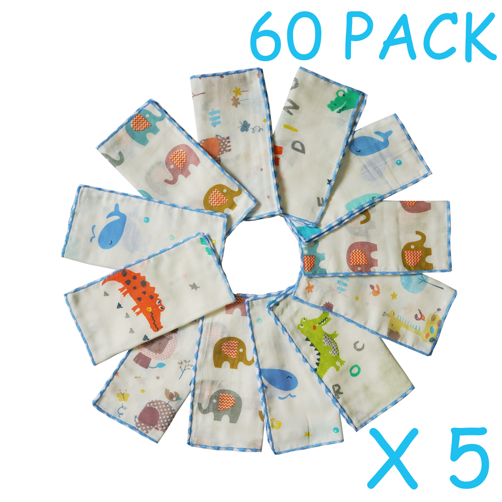 60 Pack Baby Washcloths Set