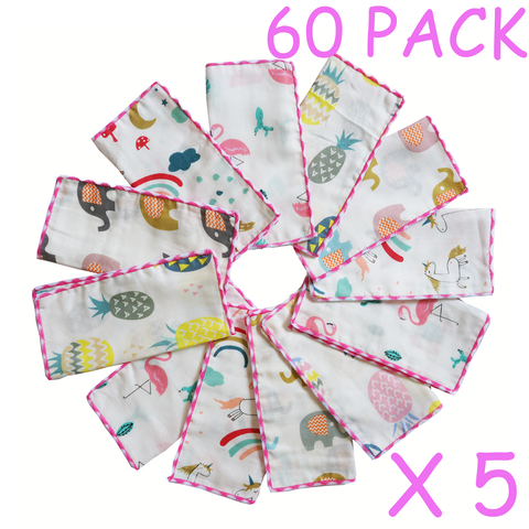 60 Pack Baby Washcloths Set