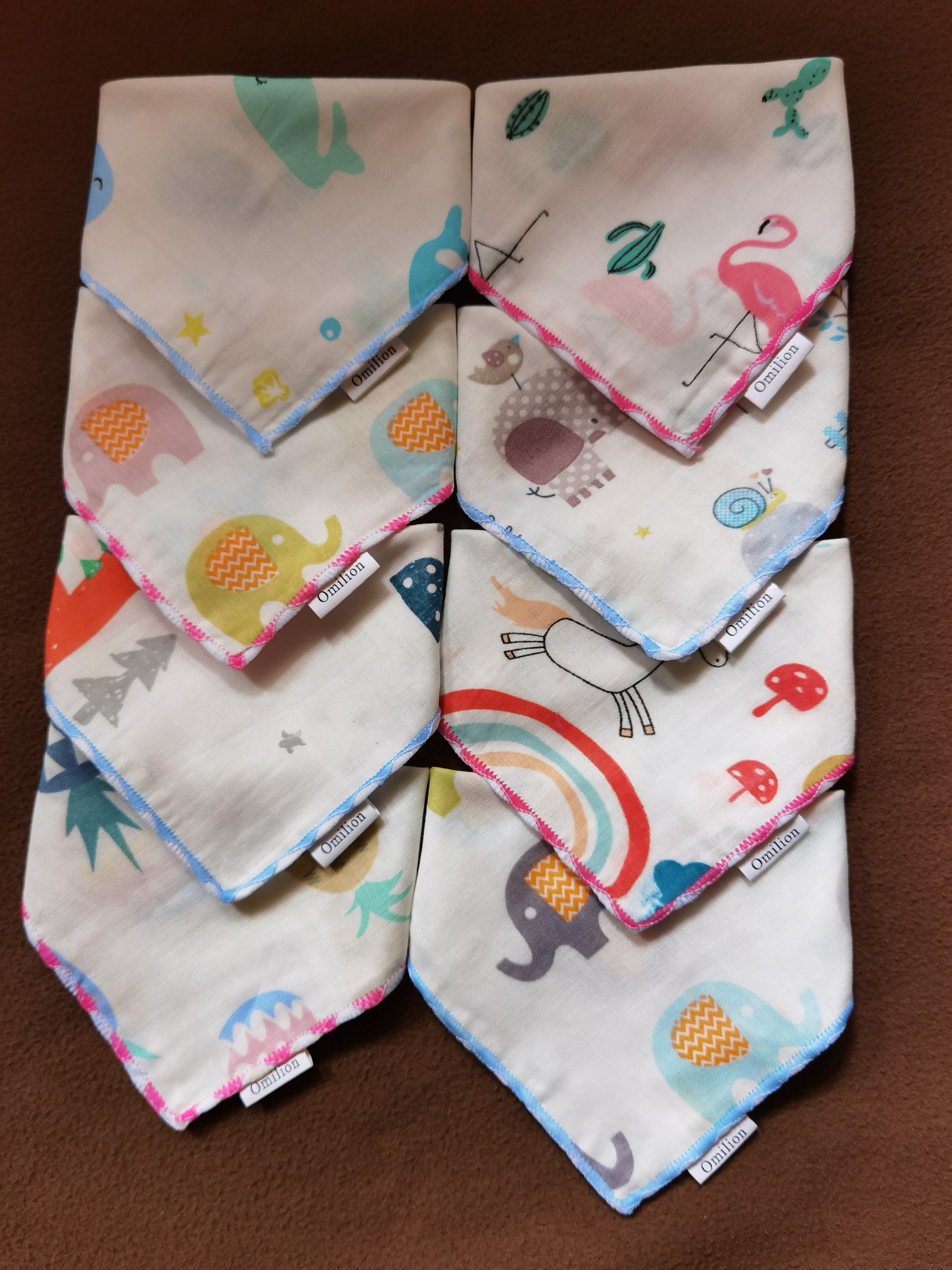 Omilion Baby Bibs 8 Pack Soft and Absorbent for Boys & Girls - Baby Bandana Drool Bibs