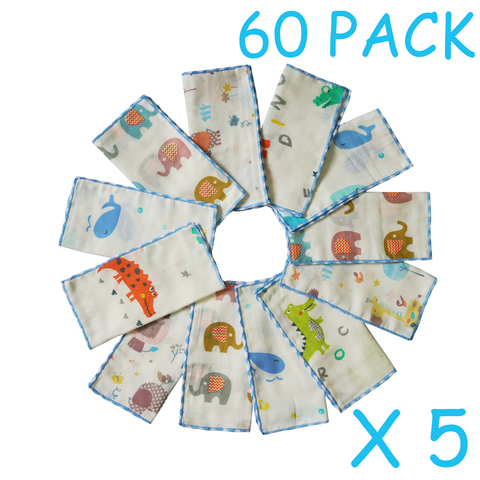 60 Pack Baby Washcloths Set